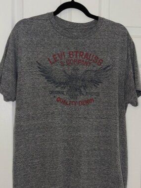 Levi Strauss Men’s Large Gray Graphic Tee Shirt Eagle Quality Denim